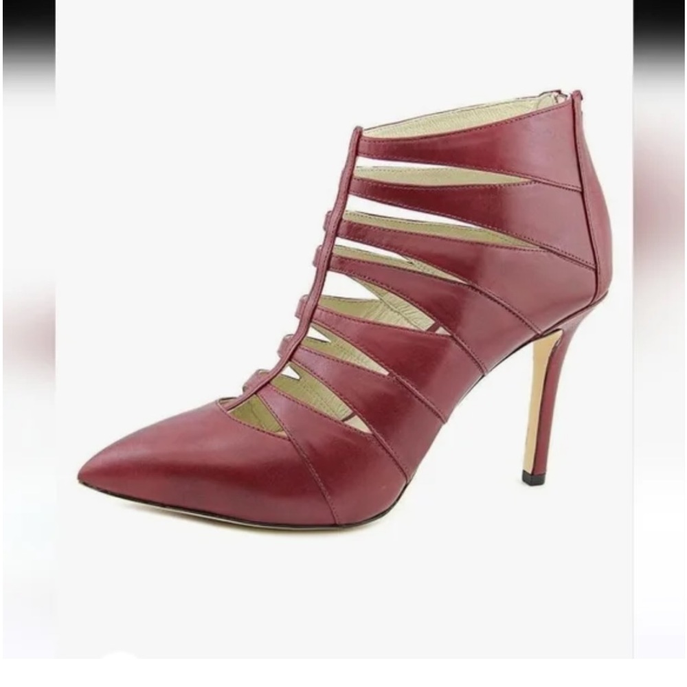 Michael Kors Burgundy Leather Booties, Size 10 - Picture 13 of 16